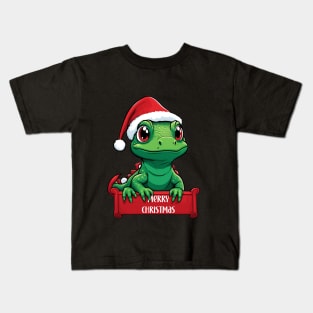 Cute xmas lizard merry christmas Kids T-Shirt